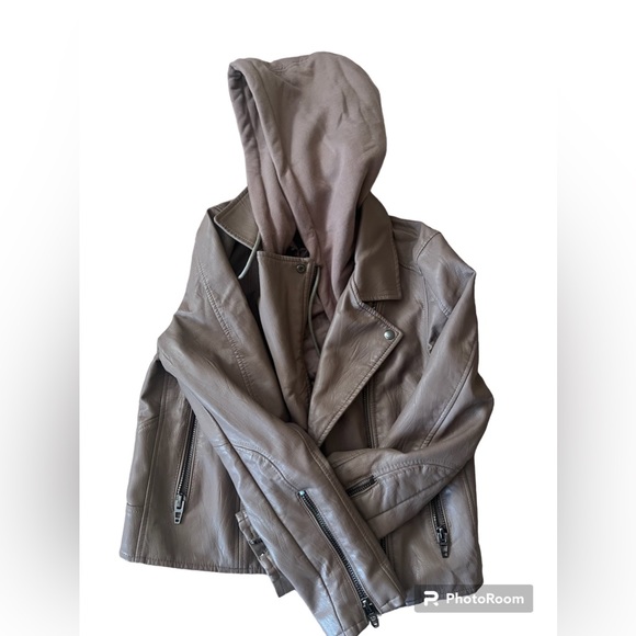 Blanknyc Meant to Be Moto Jacket with Removable Hood Long Sleeve Brown Small - Picture 3 of 9